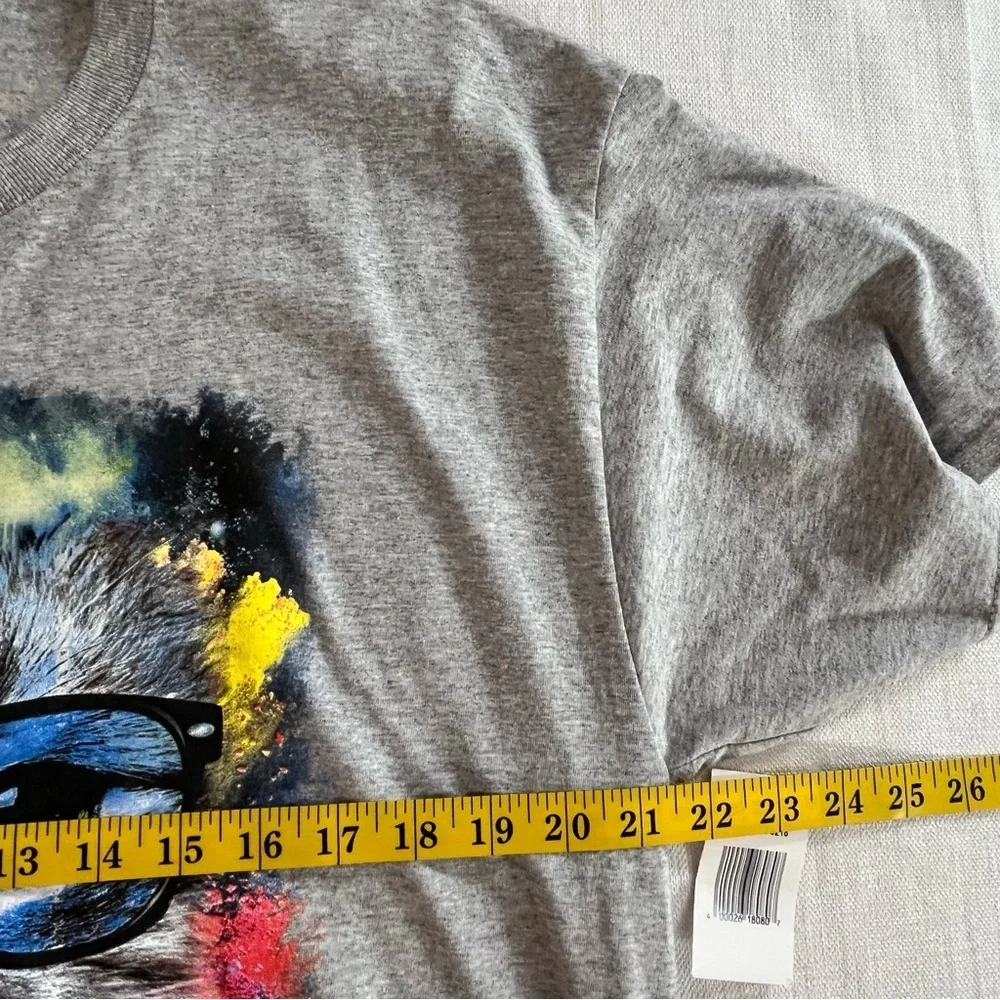 Fruit Lum VTG 2000 Gray Cat In Glasses  Graphic T-Shirt Womens Cotton L NWT